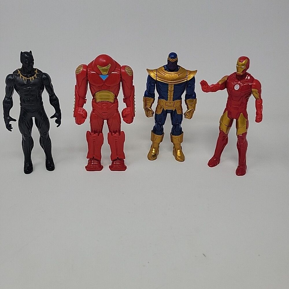 Marvel Basic Action Figure Thanos Iron Man Black Panther Hasbro  6 Inch Lot of 4